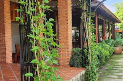 Sân trước khách sạn Hà Linh, để xe ô tô, xe máy